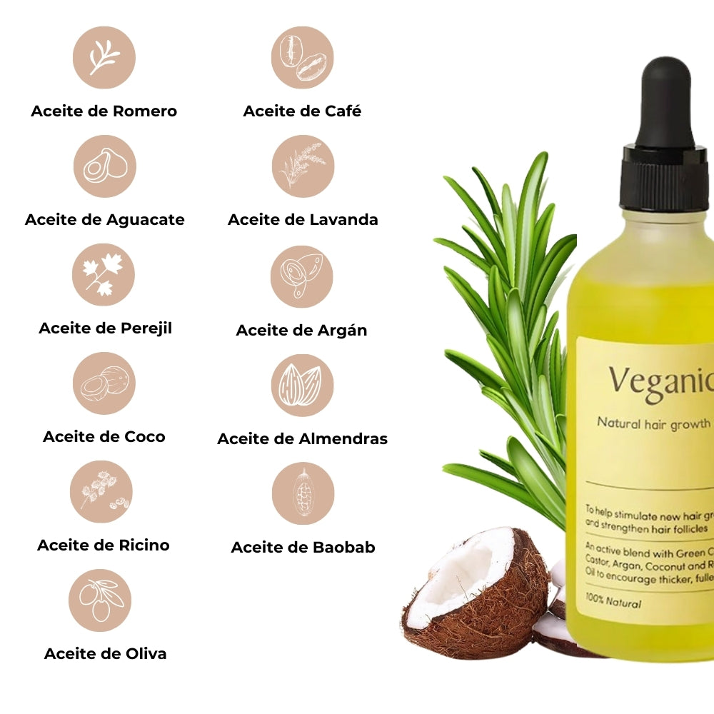 Veganic - Aceite para el Crecimiento del Cabello 100% Natural